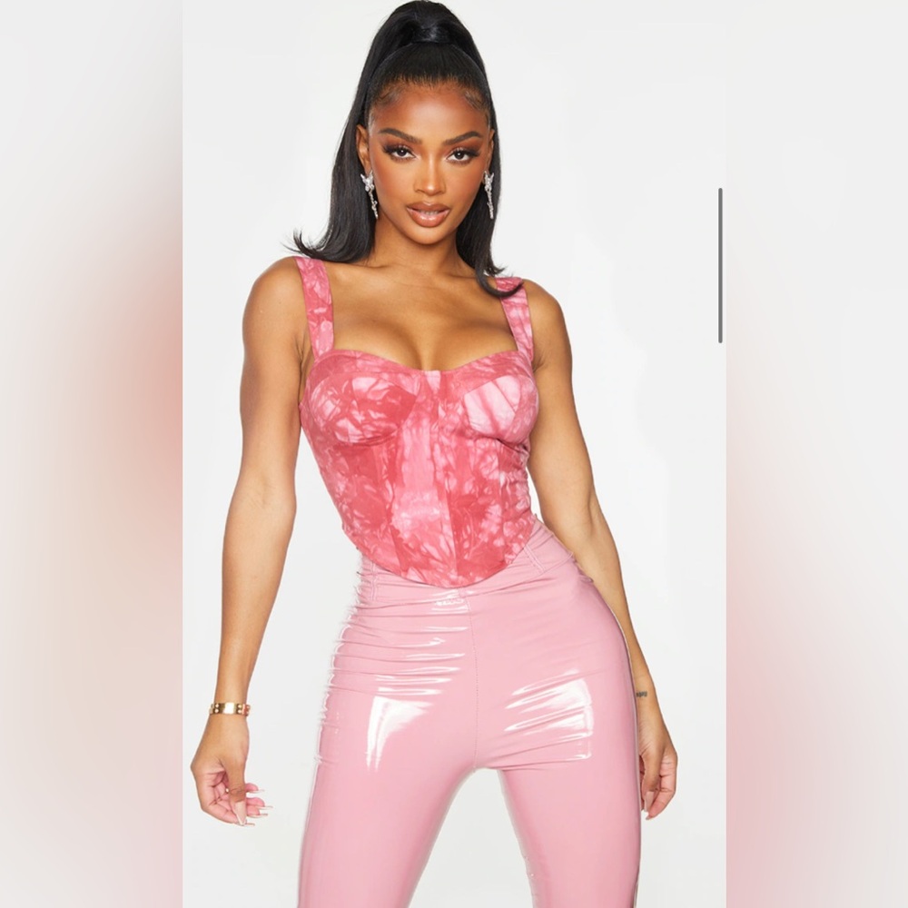 Pink cropped tie-dye corset top